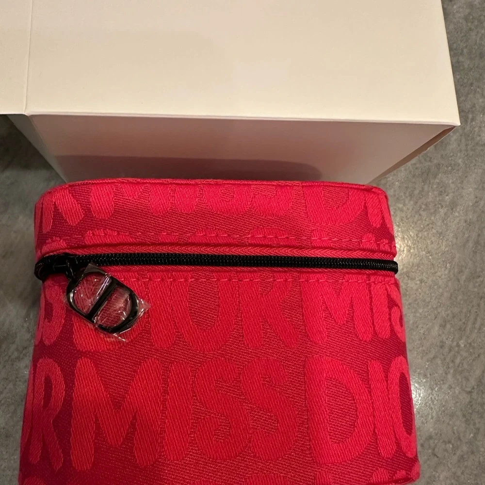 Dior vanity Pink Red Makeup Case bag limited edition new in box Miss Dior logo - Picture 2 of 2
